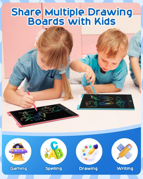 LCD Writing Tablet, 2 Pack Toddler Kids Doodle Board, Colorful 12 Inch Drawing Pad for Girls Boys Age 3-8