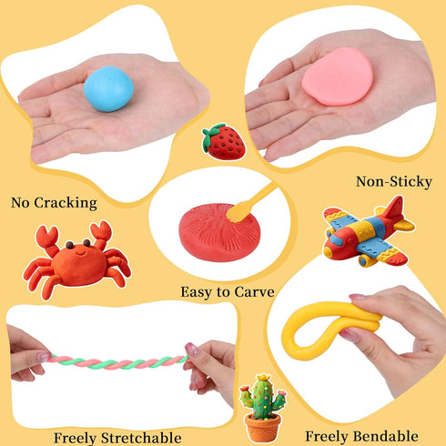 285 120 Pcs Polymer Clays Bright Colors Oven Bake Clay Non-Sticky Modeling Clay DIY Starter Kit with Sculpting Tool