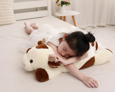 25.6 inch 5 lbs Cow Weighted Stuffed Animal Large Plush Toy Pillow Cute Kawaii Gifts for Kids Adults