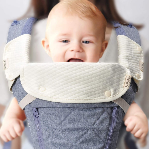 Bebamour Drool and Teething Reversible Cotton Pad - Baby Carrier White Drool Bib for Boys & Girls