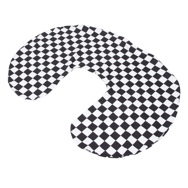 U-Shaped Nursing Pillow Cover - Black and White Checkered, Soft & Washable