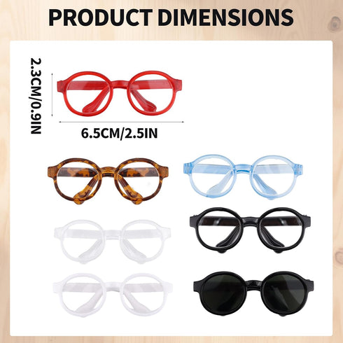 Fukaisu 7pcs Set, (7 Doll Eye Glasses Cute Plastic Doll Dress up Sunglasses Eyeglasses Mini Toy Costume Stuff