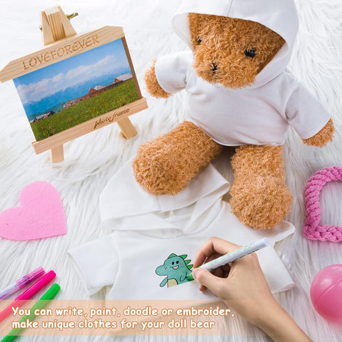 18 Pcs Stuffed Bear Clothes Sublimation Blank Doll T-Shirts, Basic Hoodie for 14-18 Inches Stuffed Animals