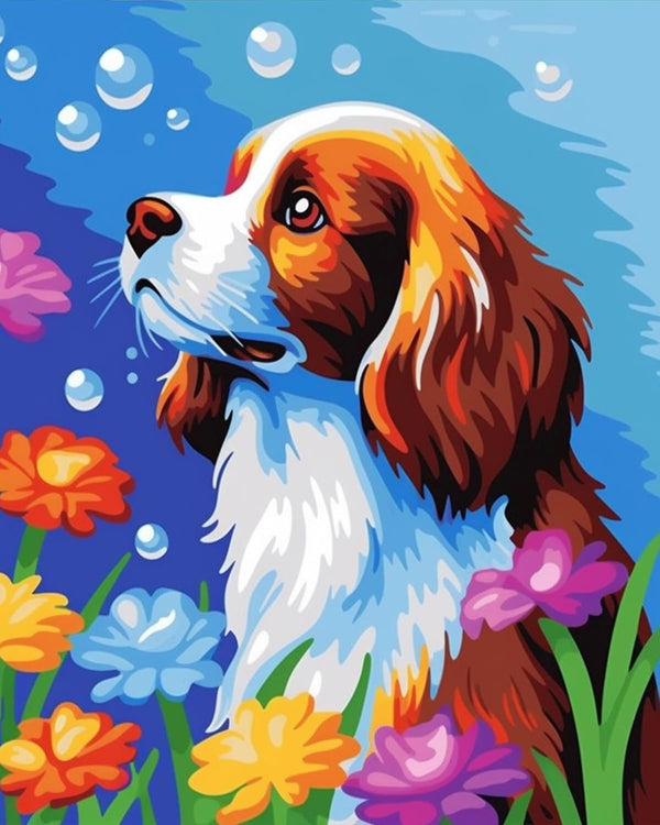 Paint by Numbers DIY Acrylic Painting Kit for Kids & Adults, 16" Wx20" L Colorful Cute Dog Pattern for Beginners