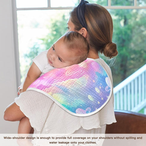Bulletgxll Set 4, Rainbow Galaxy Space Unisex Baby Burp Cloths of Soft Absorbent Organic Cotton Muslin Burping Cloths