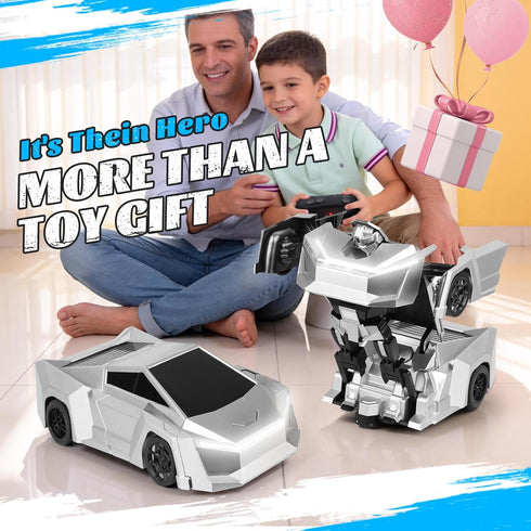 360 4-7 8-12 Sumsoltic Remote Control Car Transforming Robot Toys for Boys, Cyber Style RC Truck with One-Button