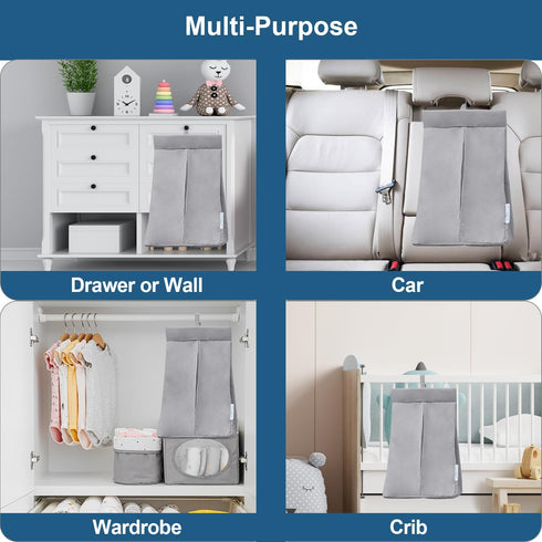 SPRINGSPIRIT Diaper Stacker Caddy Organizer, Easy Access & Dustproof Portable Holder for Adults or Nursery (Grey)