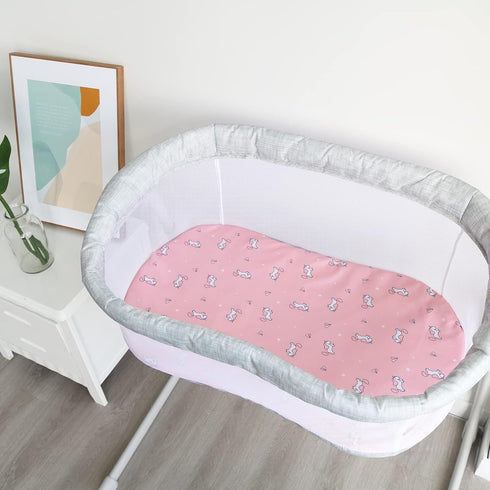 4 Pack Bassinet Sheet for Baby Girls, Bassinet Sheets Universal Fit for Rectangle, Oval, Hourglass Bassinet