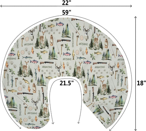 Fishing Hunting Baby Nursing Pillow Covers for Boy Girl Bass Fish Deer Paws Green Trees Nursery Pillowcase