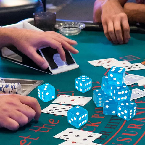12 19 mm D6 6 Pcs Casino Dice Acrylic Light Blue Translucent Dice Sided with Square w/Rounded Edge for Casino Craps