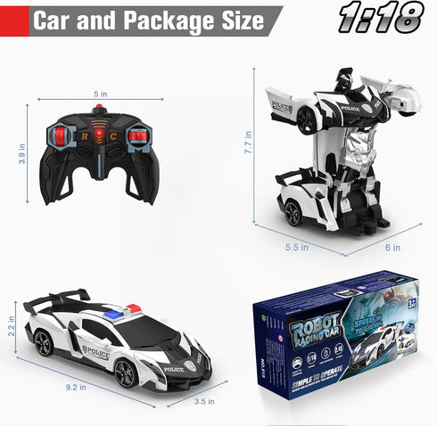 BLUEJAY Transform Rc Cars for Boys 4-12, 2.4Ghz 1:18 Scale Remote Control Car Transforming Robot