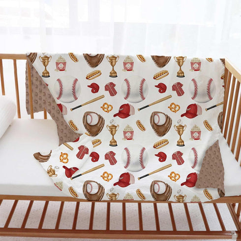 Buerhanerry 30"x40" Baseball Baby Blanket for Boys, Sports Toddler Soft Minky Blanket with Double Layer Dotted Backing
