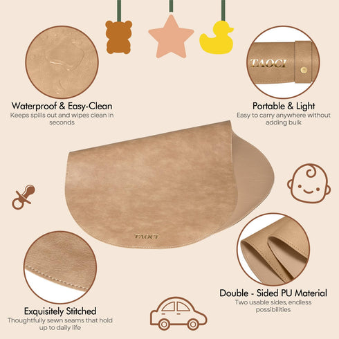 Changing Pad Portable, Diaper Changing Pad, Baby Changing Mat, Waterproof & Wipeable Vegan Leather Change Pad for Home