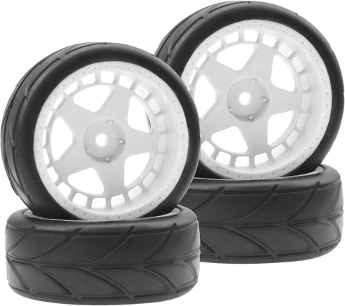 ShareGoo RC OD 2.55" Nylon 12mm Hex Wheels & Rubber Tires Set for Traxxas Tamiya Sakura HSP