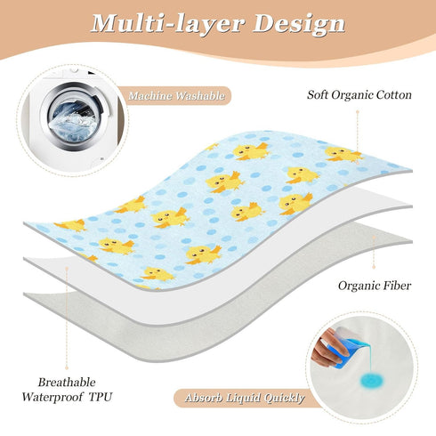 siphylline 52" 34" Light Blue Polka Dots Cartoon Yellow Chicks Extra Large Resuable Training Pee Pads for Kids Highly