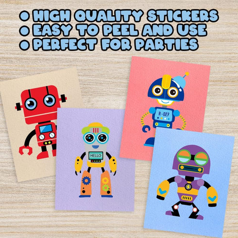 ArtCreativity Make Your Own Robot Character Sticker Assortment, Set of 24 Sheets for Kids' Arts ‘n Crafts Activity