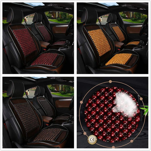 Wood Bead Car Seat Cover Cushion, Cooling & Breathing, Automotive Beaded Driver Seat Massager Cushion for Lower Back