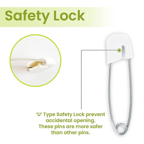 50 PCS Stainless Steel Diaper Pins with Plastic Safety Lock, Large Nappy Pins, 5.5cm x 1.1cm for Baby Cloth Diapers