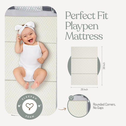 Pack 38 26 1 Sleepah and Play Mattress Waterproof & Washable Cover Foldable Tri-Fold Pad x x Pad for Babies