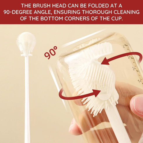 CXY 4PCS 360 Set 2025 Flexible Silicone Bottle Brush with Long Handle Soft Bristle Baby Bottle Brush Cleaner for Narrow