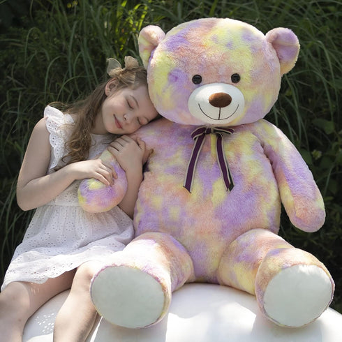 Tezituor 52'' Big Teddy Bear, Giant Stuffed Animal Plush, Rainbow Yellow Soft Gifts for Valentine, Christmas, Birthday