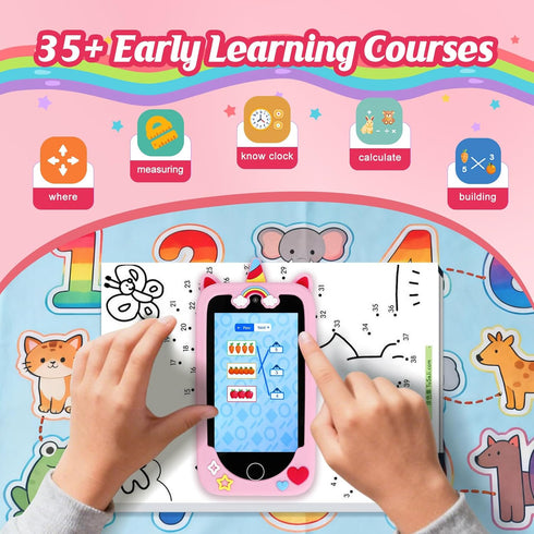 3.97" 200+ 3-10 Kids Smart Phone for Boys & Girls, Touchscreen Learning Toddler Toy Phone with Dual Camera, STEM Games
