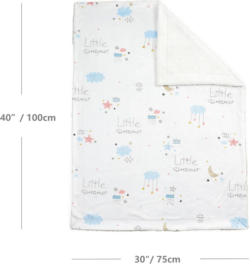 Cozy Packing (30"X40" CREVENT Soft and Warm Mink Baby Blanket with Sherpa Backing, Gift with Ribbon for Newborn Infant