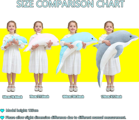 Somao (100cm/39.37in, Dolphin Stuffed Animals Plush Pillow Super Soft Sea Animal Plush Toys Dolls for Boys Girls
