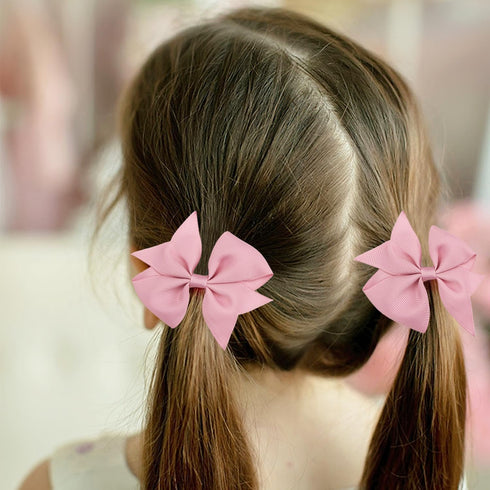 30PCS Girls' Hair Accessories - 15 Colors Grosgrain Ribbon 3.5-inch Alligator Clips and Pigtail Bows for Toddlers and
