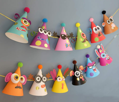 Glittery Garden 24 Pcs Party Hats - Birthday Activity Kit with Stickers for Kids Fun Arts & Crafts