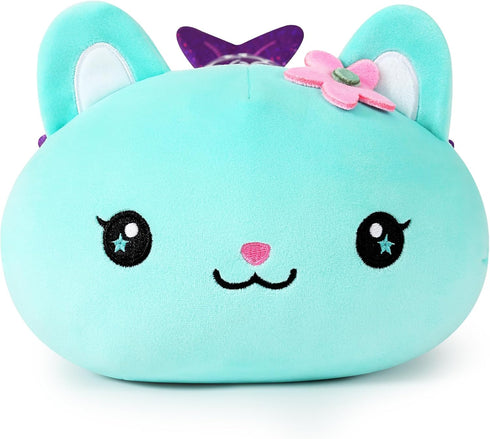 Onsoyours Cute Kitten Mermaid Plush Toy Stuffed Animal Kitty Soft Mermaid Cat Plush Pillow for Kids (Blue Cat Mermaid, 12")