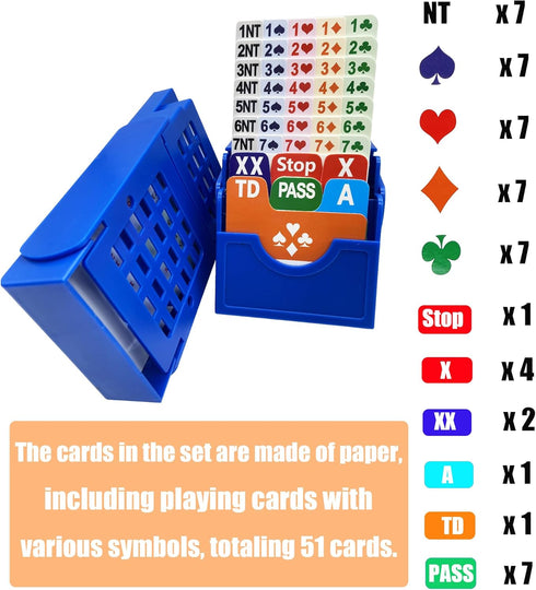Bridge Bidding Boxes Set of 4 - Easy to Carry and Store for Bridge Players, Includes Waterproof Plastic Cards