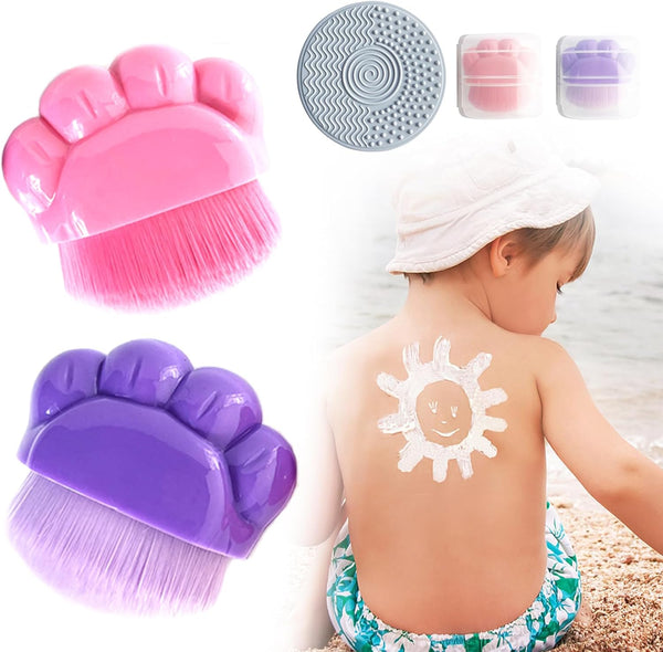 2Pcs Sunscreen Applicator for Kids - Sunblock Brush with Protective Case, Sun Lotion Applicator with Cleaning Pad