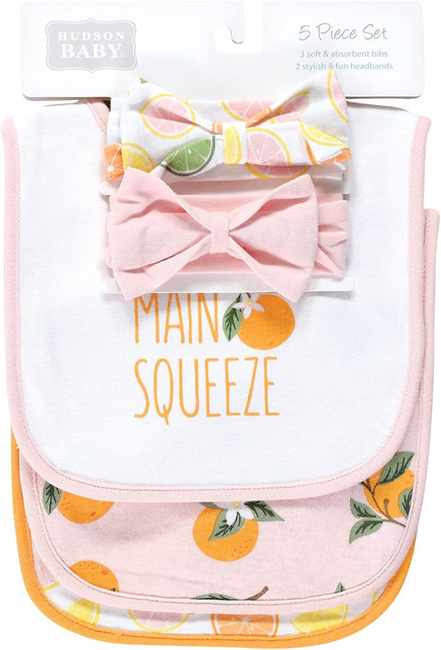 Set Hudson Baby Unisex Baby Cotton Bib and Headband