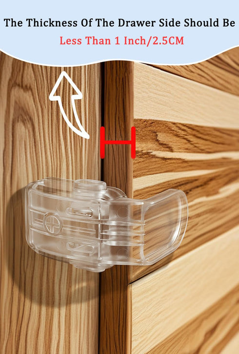 0-12 Maveek Drawer Baby Proofing, Baby Proof Kitchen Drawer Lock, Corner Furniture Latch For Pull-Out Dresser Storage