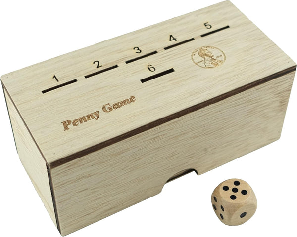 Penny Game - Dice Games for Families with Pennies, 2-6 Players, Wood Box Included