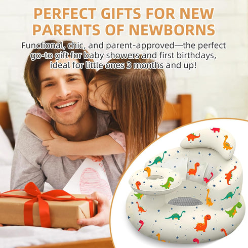 3 Inflatable Baby Seat with Tray, Blow up Infant Chair for Babies Months and up, Comfortable Baby Floor Seats