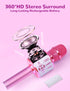 Amazmic Kids Karaoke Microphone with Lights, Birthday Gift for Girls and Boys Age 3-8 (Light Pink)