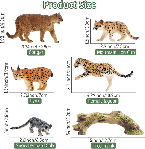 12PCS Set Toymany Big Cat Wild Animal Figurines, Realistic Safari Animals Includes