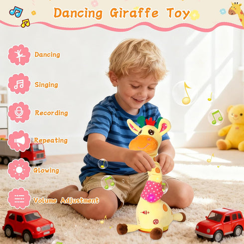 Dancing Giraffe Toy Stuffed Animal Toddlers Gifts for Baby Toys Singing Song Toddlers Toy Repeats What You Say Glowing