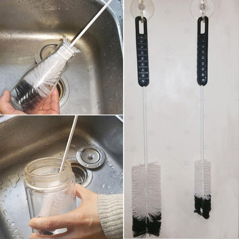 4, Set Coralpearl Bottle Brushes Thin Long Handle X Utility Skinny Wire Cleaner Big Small, Bendable Flexible