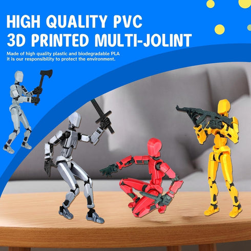 MerryXD Titan 13 Action Figure, Assembly Completed Dummy 13 Action Figure, T13 3D Printed Movable Toy (Blue)