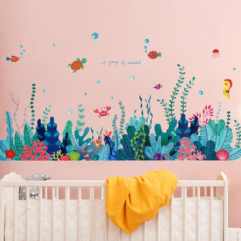 Amaonm Creative Cartoon Removable 3D Under The Sea World Wall Stickers for Nursery Room
