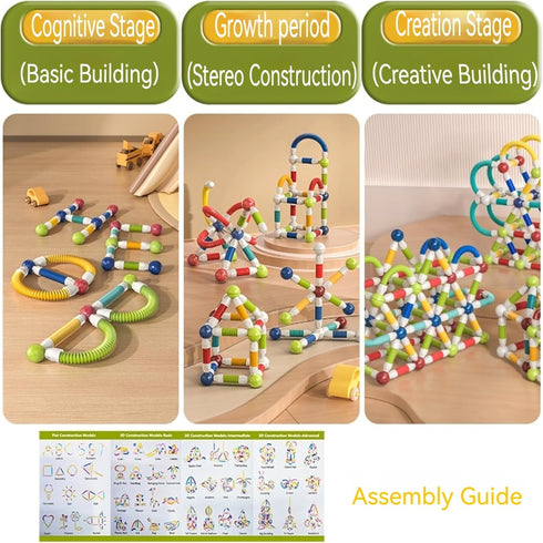 CLNENSOO 85PCS 3+ Extendable Magnetic Toy Montessori Toys for Boys & Girls,STEM Education Building Blocks,Pop Tubes