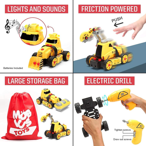 7-in-1 Set 38 MOBIUS Toys Take-Apart Truck Construction STEM Building Toy w/Drill, Lights & Sounds Buildable Dump