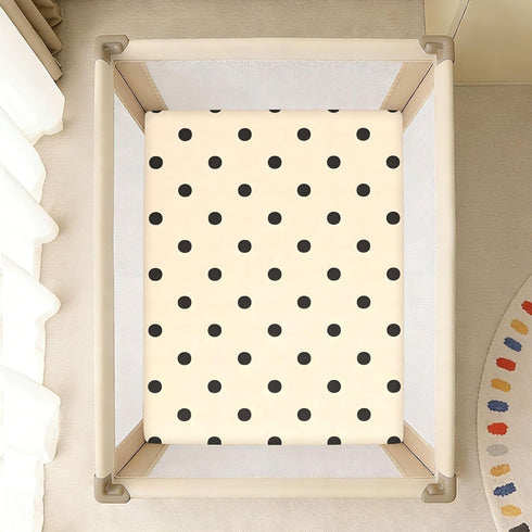 CZXW 52" 28" Netural Polka Dots Crib Sheets Fitted x Natural Cotton Soft & Breathable for Baby Crib Mattress