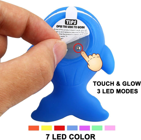 Bath Toys Set of 8 Pcs Light Up Floating Rubber Animal Toys, Color Changing Light for Kids Bathtub Games