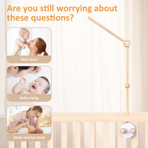Lavendex Baby Crib Mobile Arm Wooden Mobile Holder for Crib (Beech Wood), Baby Mobile Hanger & Mobile Arm for Crib