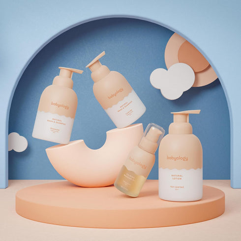 100% SET 12 OZ (Set 2) Babyology - Edible Ingredients - All Natural Baby Wash and Shampoo Rose + Organic Baby Lotion