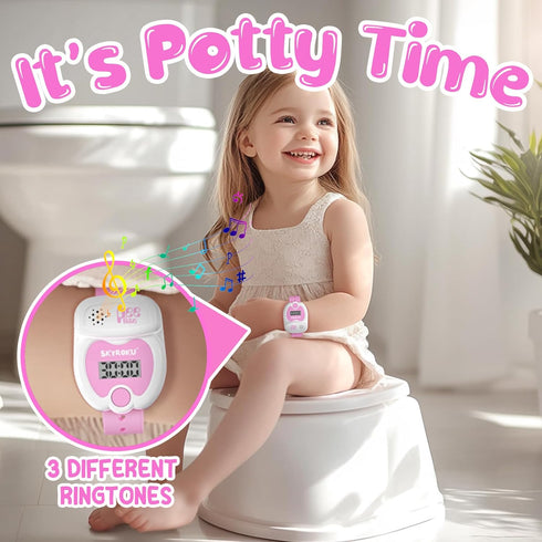 SKYROKU Potty Training Watch for Toddlers – Music & Light Reminders, Silicone Adjustable Strap, Rechargeable, Cute